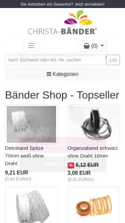 Vorschau der mobilen Webseite www.christa-baender.de, Christa-Bänder, Inh. Bruno Hatzl