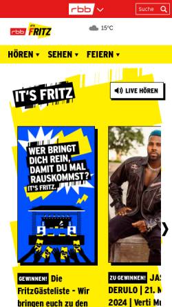 Vorschau der mobilen Webseite www.fritz.de, Fritz