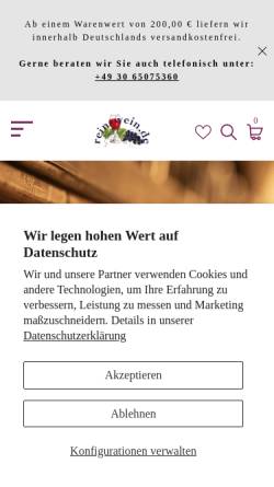 Vorschau der mobilen Webseite rein-wein.de, Wein- und Sektkellerei Jakob Gerhardt Nierstein, Weinagentur Steffen Reinwarth