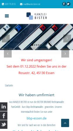 Vorschau der mobilen Webseite www.kanzlei-bister.de, Teigelack, Vollenberg & Fromlowitz GbR