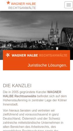 Vorschau der mobilen Webseite www.wagnerhalbe.de, Wagner Halbe Rechtsanwälte