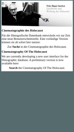 Vorschau der mobilen Webseite www.cine-holocaust.de, Cinematografie des Holocaust