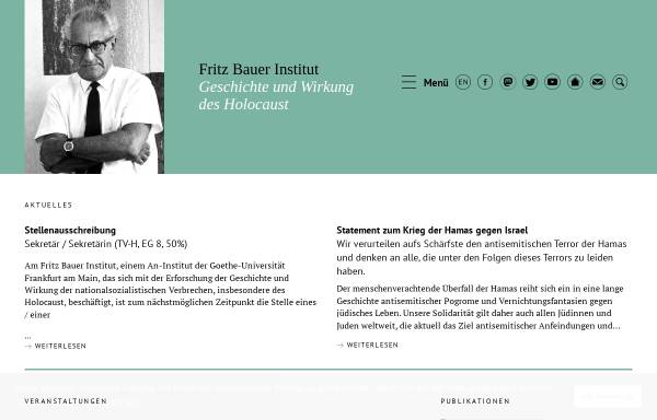Vorschau von www.fritz-bauer-institut.de, Fritz Bauer Institut