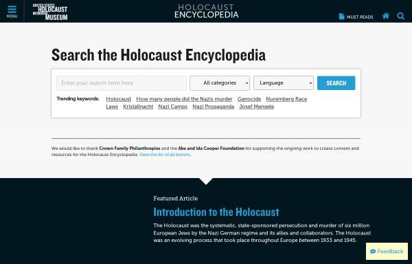 Vorschau von www.ushmm.org, Holocaust Encyclopedia