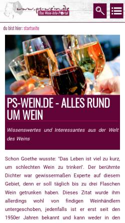 Vorschau der mobilen Webseite www.ps-wein.de, Weinhandel Weisbrod & Bath