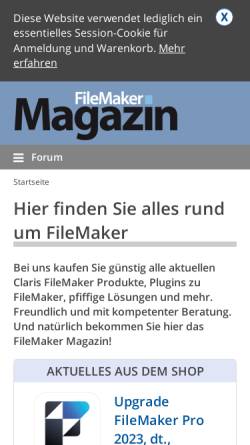 Vorschau der mobilen Webseite www.filemaker-magazin.de, FileMaker Magazin