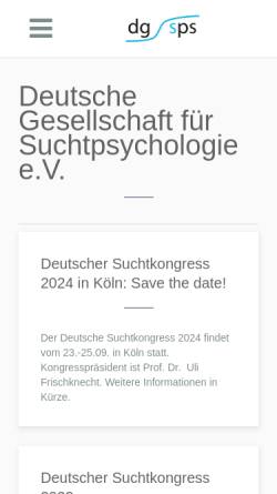 Vorschau der mobilen Webseite www.dgsps.de, Deutsche Gesellschaft für Suchtpsychologie