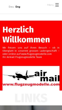 Vorschau der mobilen Webseite flugzeugmodelle.com, Airmail Flugzeugmodelle GmbH