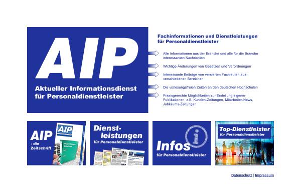 Vorschau von www.aip-info.de, AIP Aktueller Informationsdienst für Personaldienstleister - Peter Gröger