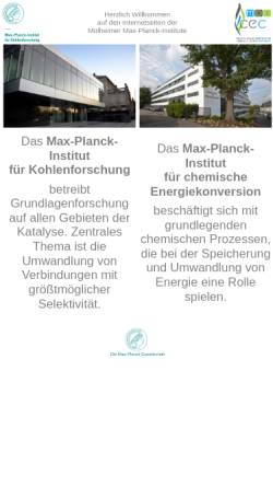 Vorschau der mobilen Webseite www.mpi-muelheim.mpg.de, Max-Planck-Institut für Kohlenforschung