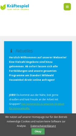 Vorschau der mobilen Webseite www.kraeftespiel.de, Kräftespiel Erlebnispädagogik