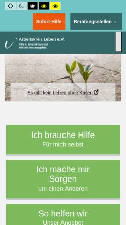 Vorschau der mobilen Webseite www.ak-leben.de, Arbeitskreise Leben in Baden Württemberg
