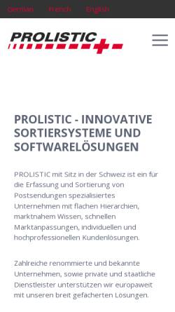 Vorschau der mobilen Webseite www.prolistic.ch, Prolistic GmbH