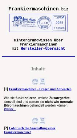 Vorschau der mobilen Webseite www.frankiermaschinen.biz, Wissenswertes über Frankiermaschinen