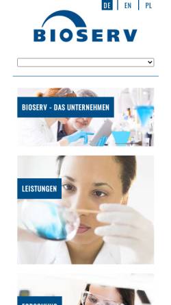 Vorschau der mobilen Webseite www.bioserv.de, Bioserv AG