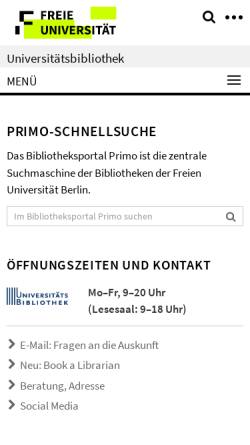 Vorschau der mobilen Webseite www.ub.fu-berlin.de, Universitätsbibliothek der Freien Universität Berlin