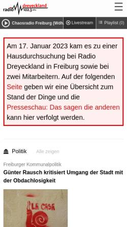 Vorschau der mobilen Webseite rdl.de, Radio Dreyeckland Freiburg