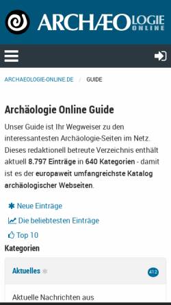 Vorschau der mobilen Webseite www.archaeologie-online.de, Archäologie Online: Guide