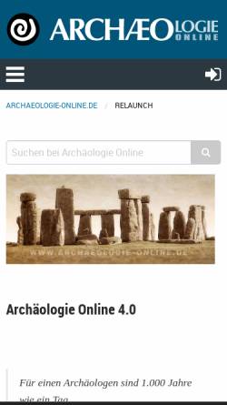 Vorschau der mobilen Webseite www.archaeologie-online.de, Virtuelle Bibliothek für Archäologie und Ur- und Frühgeschichte