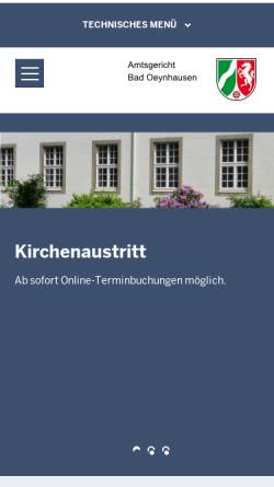Vorschau der mobilen Webseite www.ag-badoeynhausen.nrw.de, Amtsgericht Bad Oeynhausen