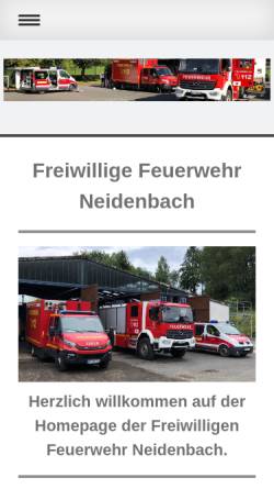 Vorschau der mobilen Webseite www.ffw-neidenbach.de, Freiwillige Feuerwehr Neidenbach
