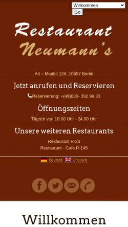 Vorschau der mobilen Webseite restaurantneumanns.de, Restaurant Neumann's