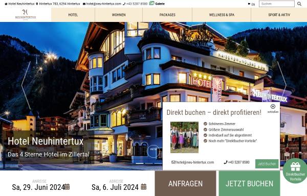 Vorschau von www.neu-hintertux.com, Hotel Gletscher & Spa Neuhintertux