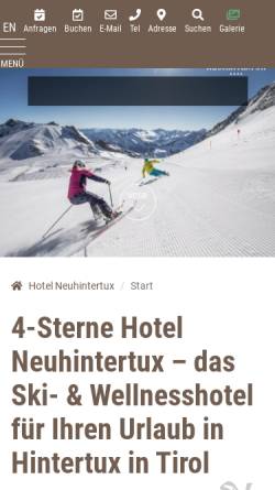 Vorschau der mobilen Webseite www.neu-hintertux.com, Hotel Gletscher & Spa Neuhintertux