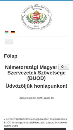 Vorschau der mobilen Webseite www.buod.de, Bund Ungarischer Organisationen in Deutschland