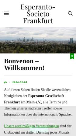 Vorschau der mobilen Webseite www.esperanto-frankfurt.de, Esperanto-Gesellschaft Frankfurt am Main e. V.