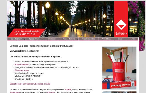 Vorschau von www.sampere-spanischkurse.de, Sampere - Sprachreiseveranstalter