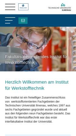 Vorschau der mobilen Webseite www.tu-ilmenau.de, Institut für Werkstofftechnik