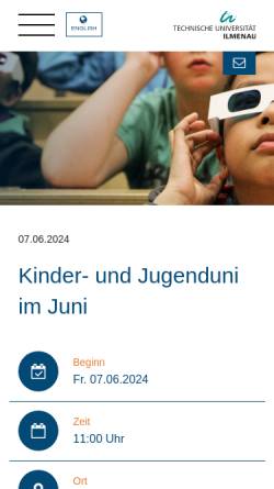 Vorschau der mobilen Webseite kinderuni-ilmenau.de, Kinderuni Ilmenau