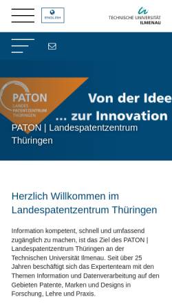 Vorschau der mobilen Webseite www.tu-ilmenau.de, Paton - Patentzentrum