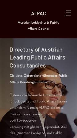 Vorschau der mobilen Webseite www.alpac.at, ALPAC Austrian Lobbying and Public Affairs Council