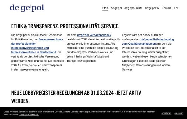 Vorschau von www.degepol.de, degepol - Deutsche Gesellschaft für Politikberatung e.V.