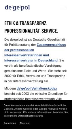 Vorschau der mobilen Webseite www.degepol.de, degepol - Deutsche Gesellschaft für Politikberatung e.V.