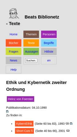 Vorschau der mobilen Webseite beat.doebe.li, Ethik & Kybernetik zweiter Ordnung