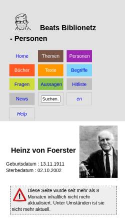 Vorschau der mobilen Webseite beat.doebe.li, Heinz von Foerster