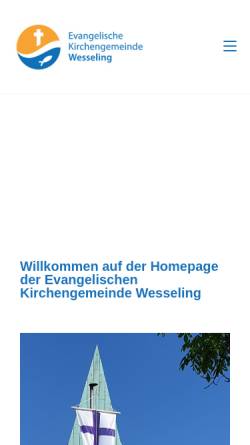 Vorschau der mobilen Webseite www.evangelisch-wesseling.de, Evangelische Kirchengemeinde Wesseling