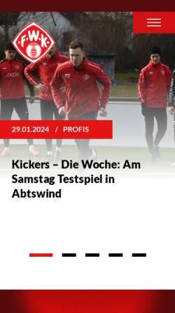 Vorschau der mobilen Webseite www.wuerzburger-kickers.de, FC Würzburger Kickers e.V.