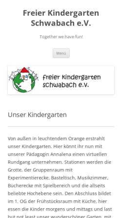 Vorschau der mobilen Webseite www.freier-kindergarten.de, Freien Kindergarten Schwabach e.V.
