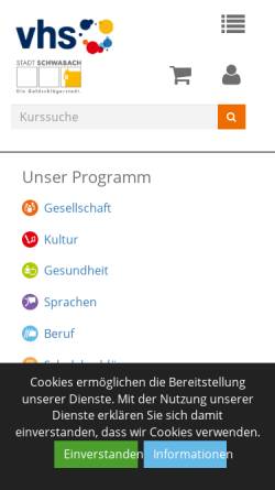 Vorschau der mobilen Webseite www.vhs.schwabach.de, Volkshochschule Schwabach