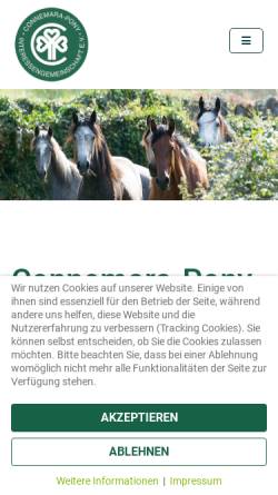 Vorschau der mobilen Webseite www.connemara-pony-ig.de, Connemara Pony Interessengemeinschaft e.V.