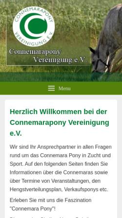 Vorschau der mobilen Webseite www.connemara-pony.de, Connemarapony Vereinigung e.V. Deutschland