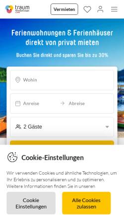 Vorschau der mobilen Webseite www.traum-ferienwohnungen.de, Ferienwohnung Gertrud Waldraff