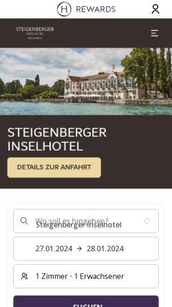 Vorschau der mobilen Webseite www.steigenberger.com, Steigenberger Inselhotel
