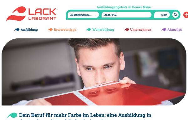 Vorschau von www.lacklaborant.de, Ausbildungsberufe der Lackindustrie
