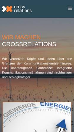 Vorschau der mobilen Webseite crossrelations.de, Crossrelations brandworks GmbH