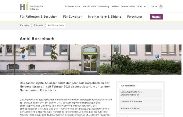 Vorschau von www.ro.kssg.ch, Kantonales Spital Rorschach